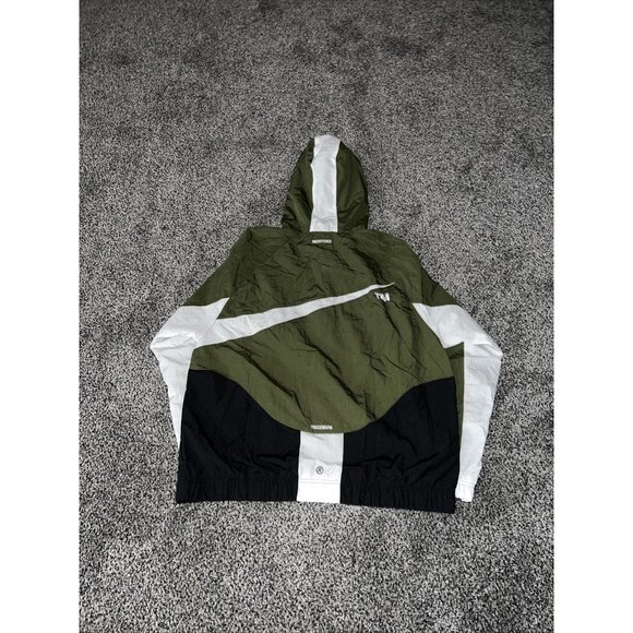 Nike NSW Swoosh Woven Mens Full Zip Hooded Windbreaker Jacket Size M Green White - Picture 4 of 8